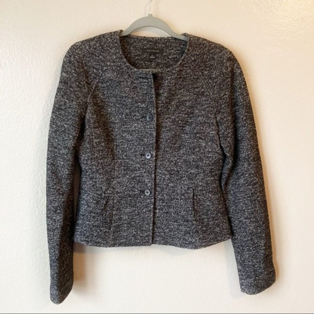 Ann Taylor Gray‎ Wool Blend Blazer Jacket Size 2 Peplum